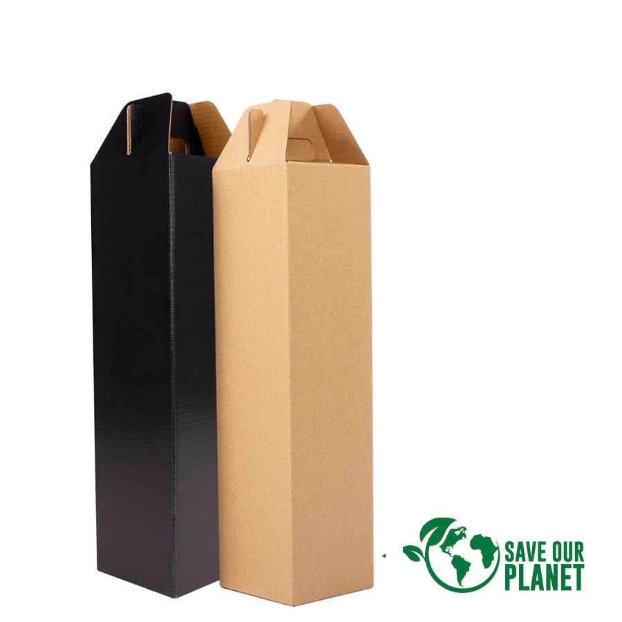 Caja Autoarmable Con Asas, Para 1 Botella De Vino personalizado con logo empresa - Bolsas para Botellas corporativo Chile