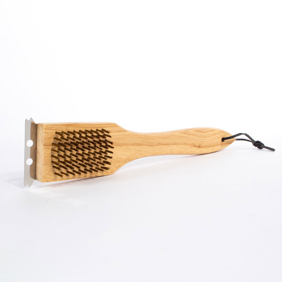 Escobilla Para Parrilla madera y alambre cobre — vista destacada