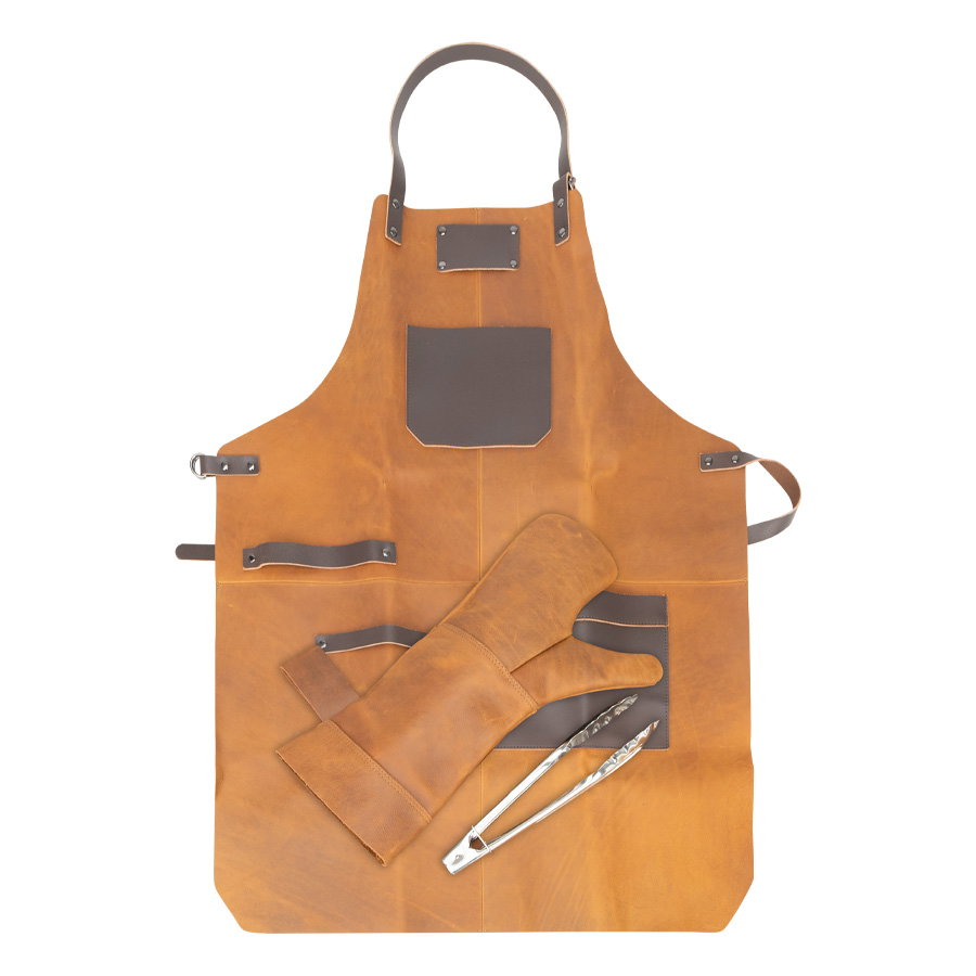 Set Asador De Cuero De Búfalo cuero y inox Set Asador De Cuero De Búfalo cuero y inox
