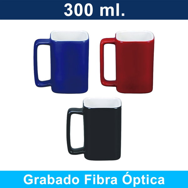 Mug Tazón Cerámica Cuadrado M44 300 ml personalizado con logo empresa - Merchandising corporativo Chile