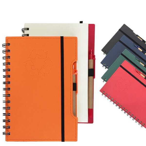 Set Cuaderno - Libreta Tapa Cartón Compost + personalizado con logo empresa - Merchandising corporativo Chile