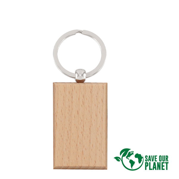 Llavero Rectangular De Madera bambú personalizado con logo empresa - Merchandising corporativo Chile