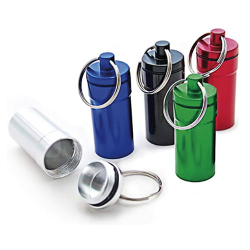 Llavero Metálico Pastillero K67 metal, rosca personalizado con logo empresa - Merchandising corporativo Chile