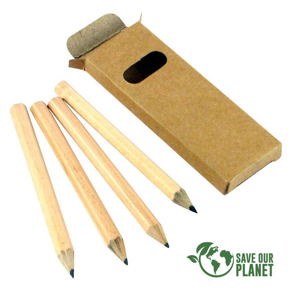Set 4 Lápices De Grafito Negro madera personalizado con logo empresa - Merchandising corporativo Chile