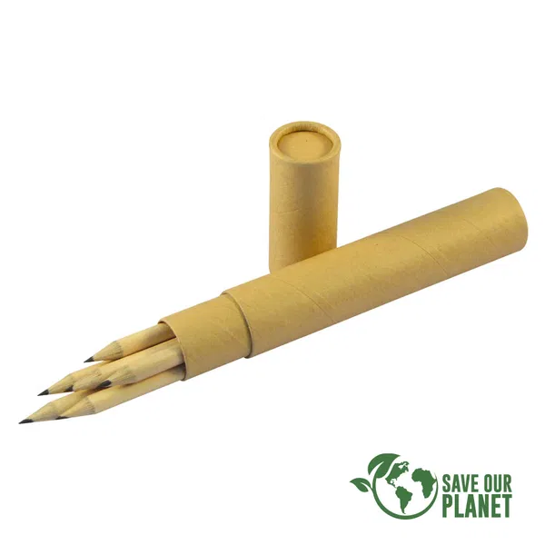 Set 6 Lápices De Grafito Negro estuche cartón personalizado con logo empresa - Lápices Grafito corporativo Chile