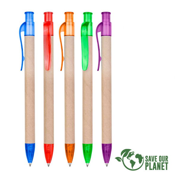 Bolígrafo Ecológico Planet cartón reciclado personalizado con logo empresa - Merchandising corporativo Chile