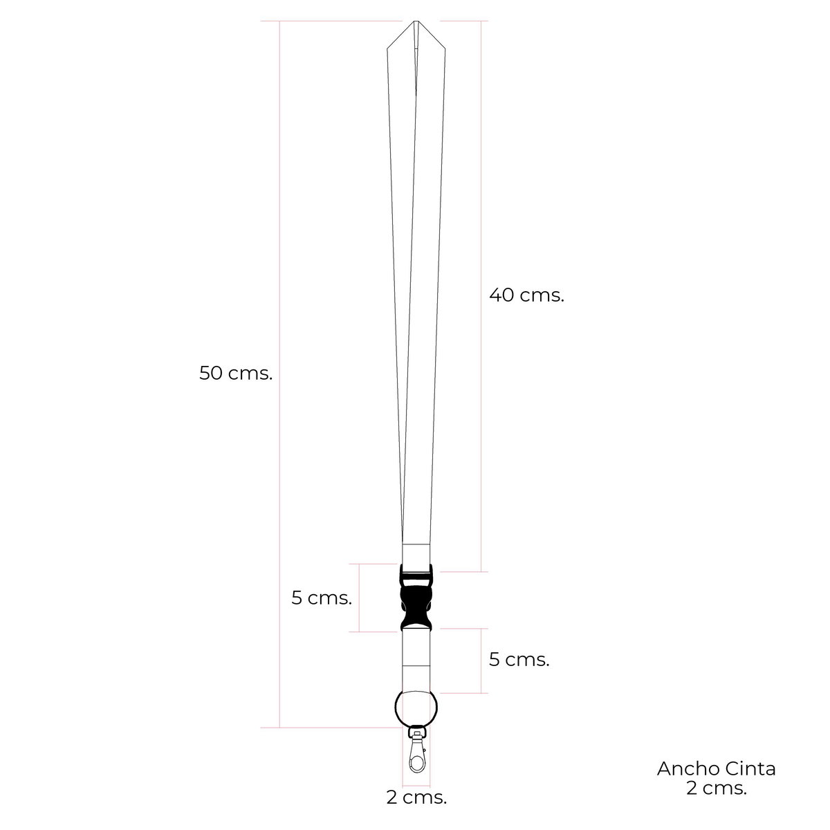 Cinta Lanyard Lisa Lan02 poliéster 2 x 40 cm