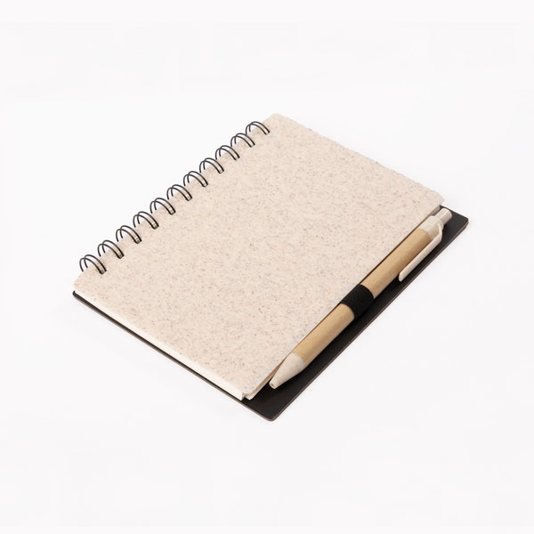 Cuaderno Barú fibra de trigo, espiral lateral personalizado con logo empresa - Merchandising corporativo Chile