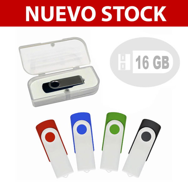 Pendrive 16gb Pd4 goma y clip metálico personalizado con logo empresa - Merchandising corporativo Chile