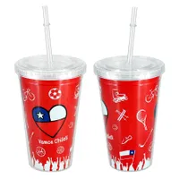 Mug Vamos Chile 500cc plástico transparente