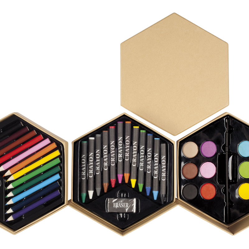 Set De Pinturas Hexágono cartón 12 acuarelas