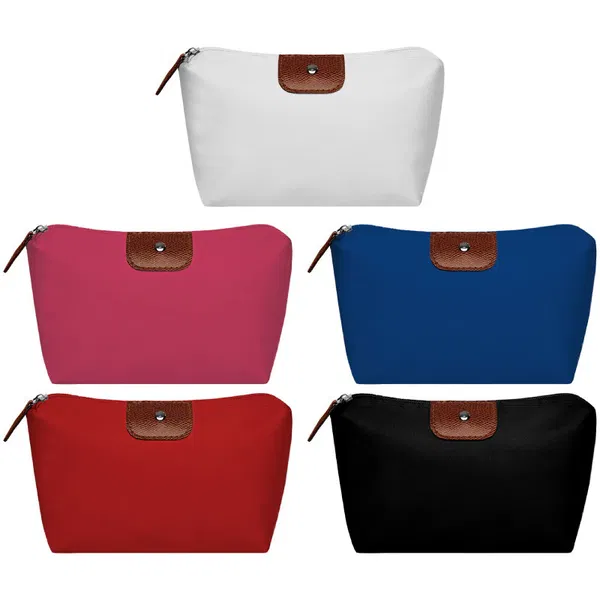 Necessaire Beauty textil y detalles tipo piel personalizado con logo empresa - Neceseres corporativo Chile
