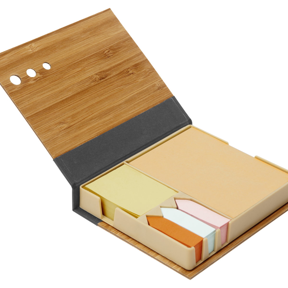 Set De Escritorio De Bambú Luro tapa y caja Set De Escritorio De Bambú Luro tapa y caja personalizado con logo empresa - Notas Adhesivas corporativo Chile