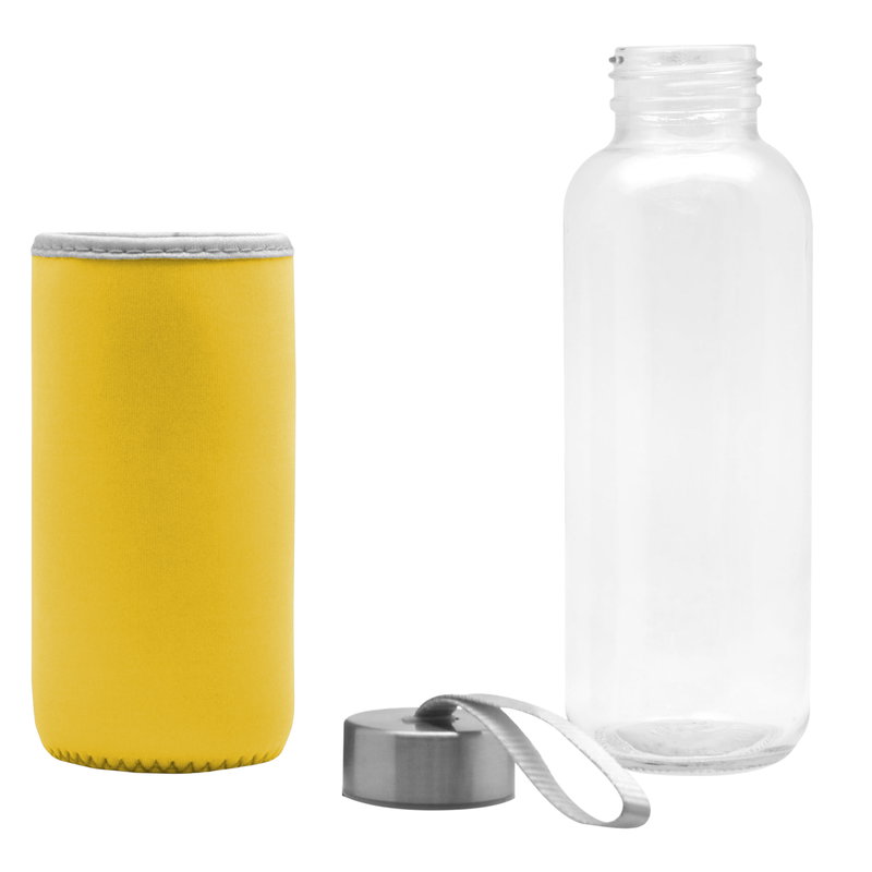 Botella Belize vidrio con funda neopreno