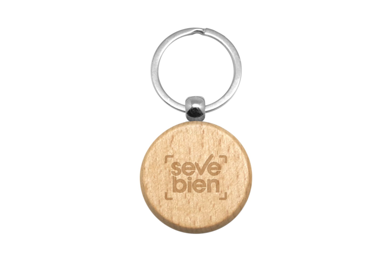 Llavero De Madera Rubí madera natural, aro metálico Llavero De Madera Rubí madera natural, aro metálico