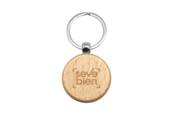 Llavero De Madera Rubí madera natural, aro metálico personalizado con logo empresa - Herramientas y Multiuso corporativo Chile