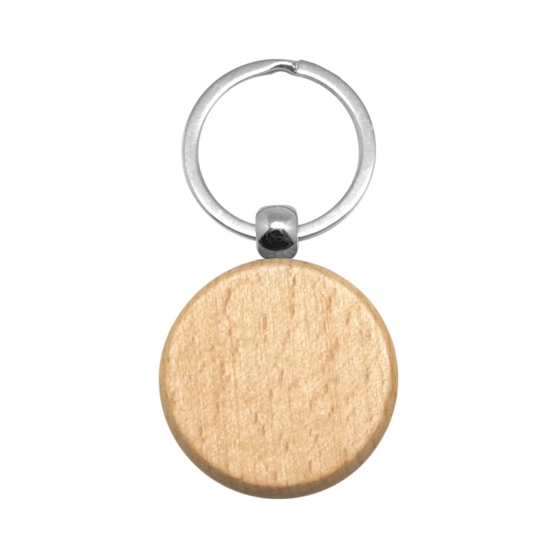 Llavero De Madera Rubí madera natural, aro metálico