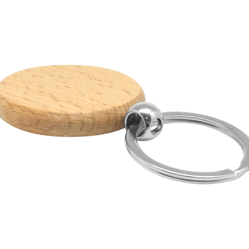Llavero De Madera Rubí madera natural, aro metálico