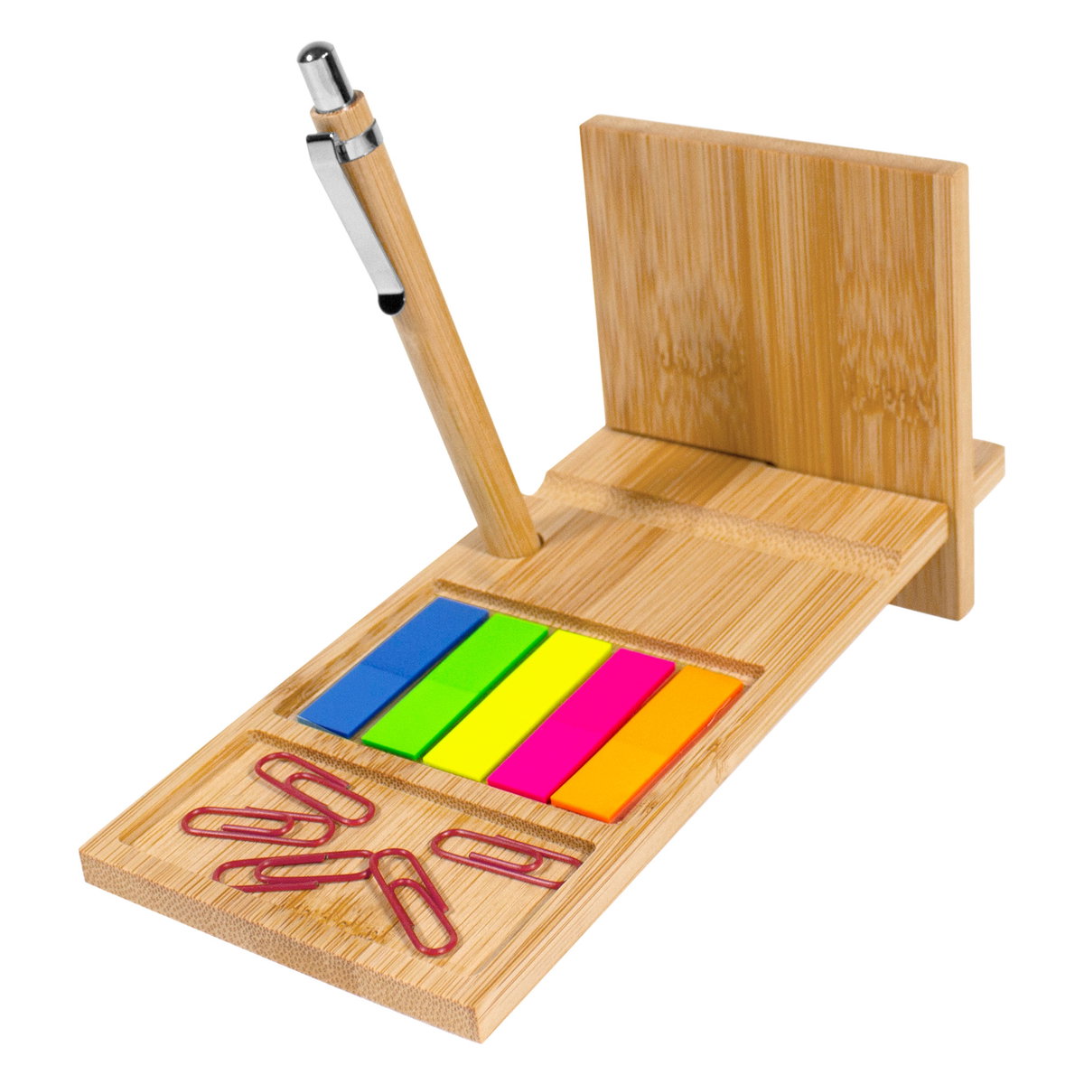 Organizador De Escritorio Nagano Desk bambú personalizado con logo empresa - Merchandising corporativo Chile