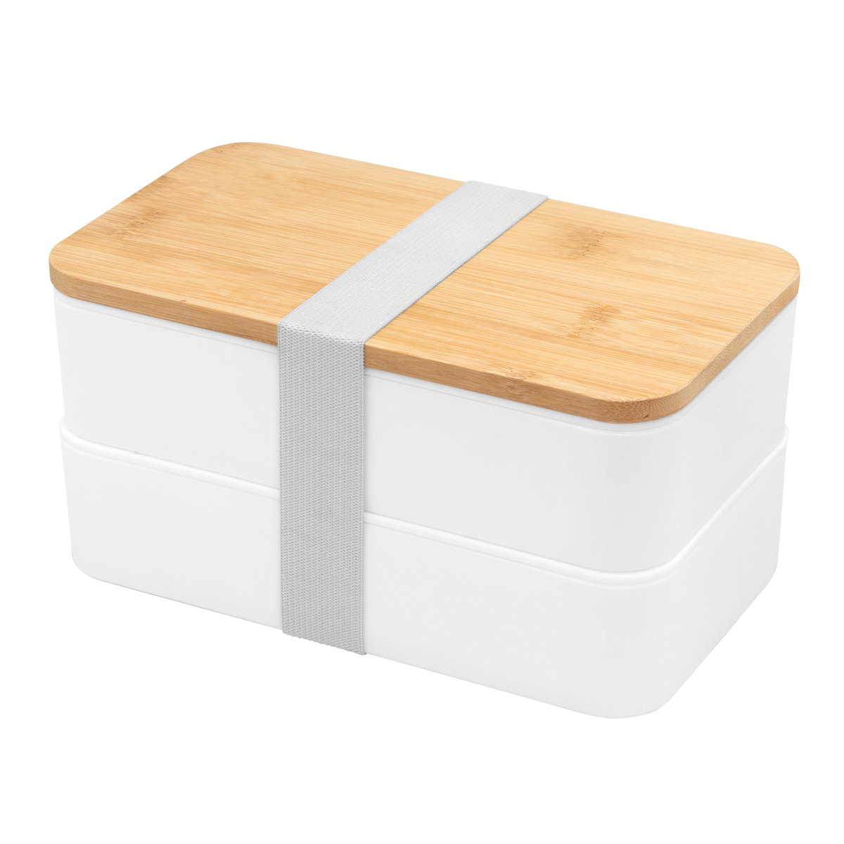 Lonchera Bambox bambú y plástico, 2 niveles personalizado con logo empresa - Merchandising corporativo Chile