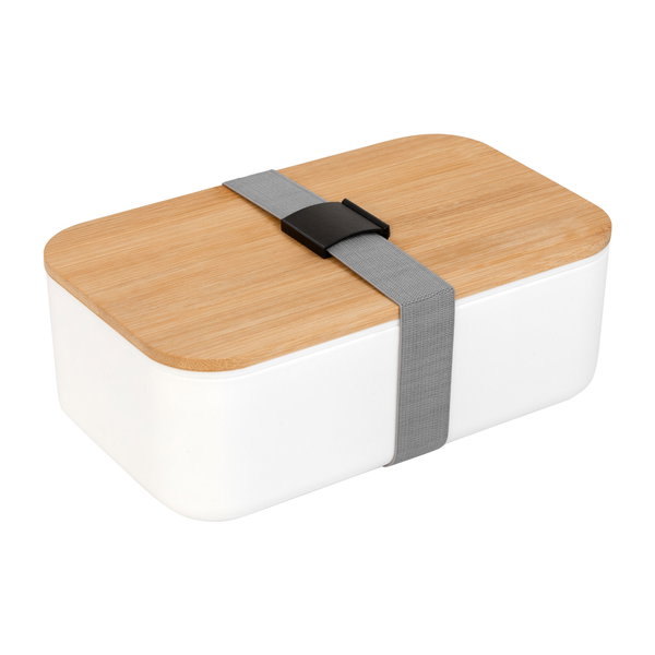 Lonchera Bamblunch bambú y plástico, tapa elástica personalizado con logo empresa - Merchandising corporativo Chile