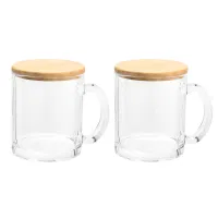 Set De Tazas Magui 350 ml vidrio y bambú