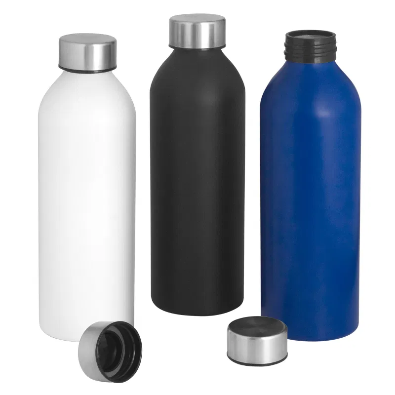 Botellas de aluminio personalizadas con logo empresarial para merchandising corporativo