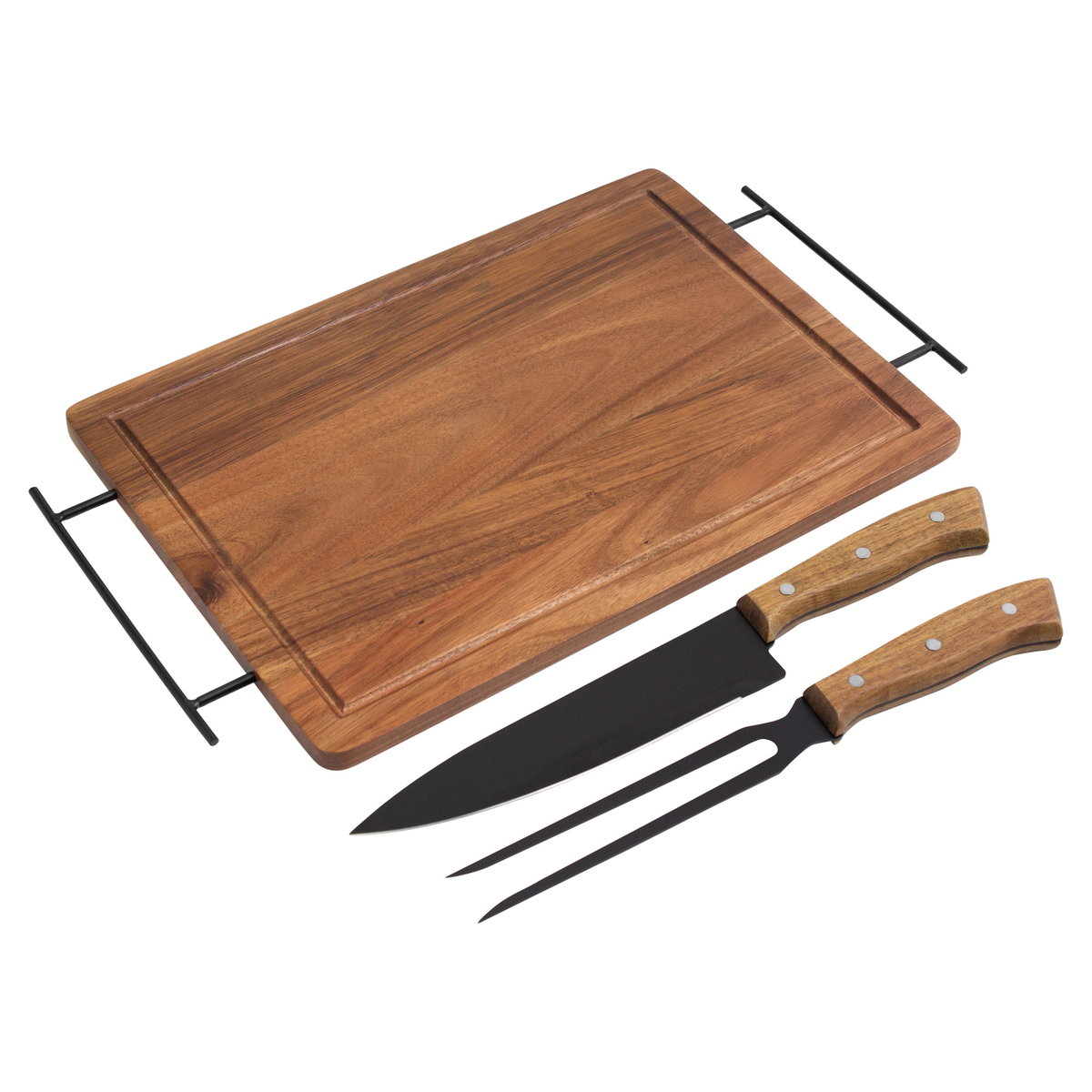 Set De Asado / Bbq Brangus acacia y acero 420 Set De Asado / Bbq Brangus acacia y acero 420