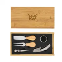 Set De Vino Y Tabla Para Quesos Winchester bambú