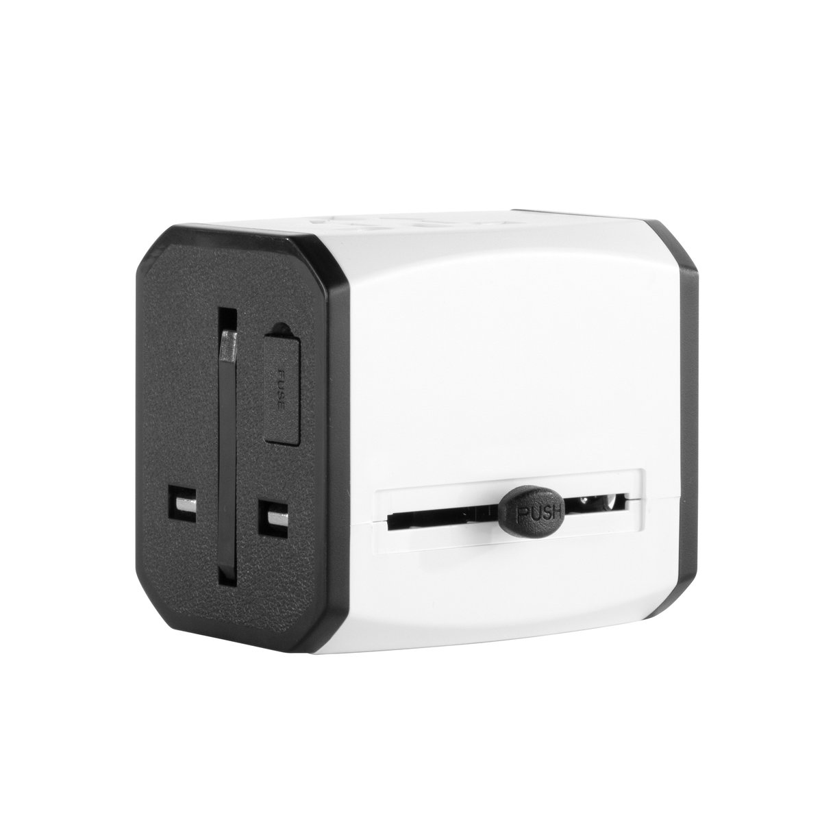 Adaptador Universal Travis 3 enchufes, USB Adaptador Universal Travis 3 enchufes, USB personalizado con logo empresa - Catálogo de Merchandising Empresarial corporativo Chile