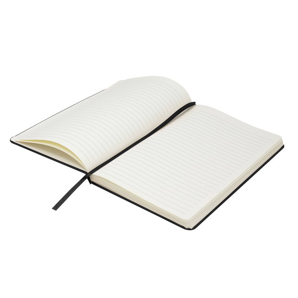 Libreta Medium tapa poliuretano banda elástica personalizado con logo empresa - Merchandising corporativo Chile