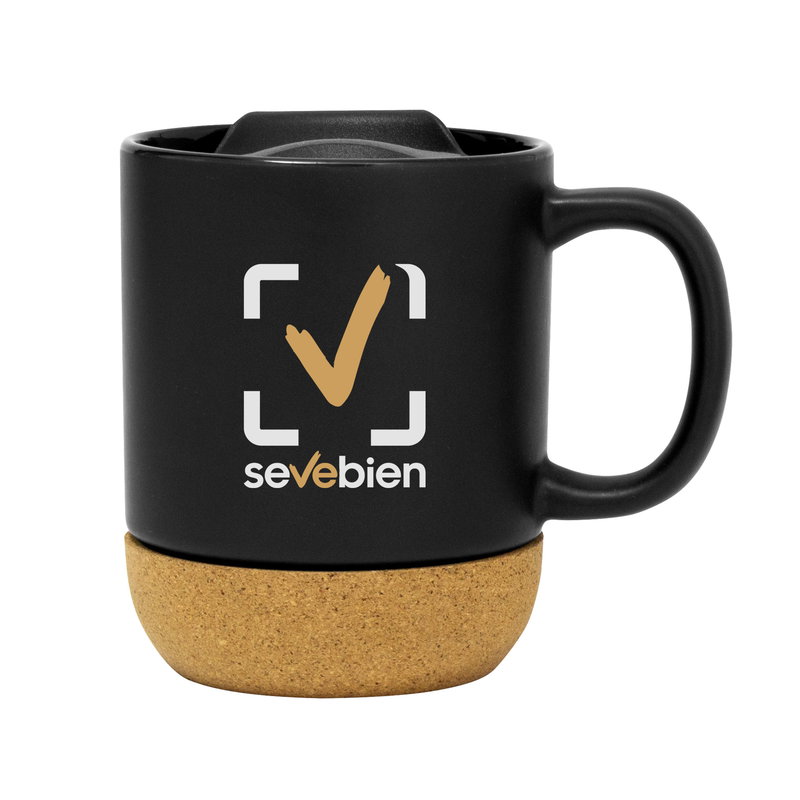 Taza Mika cerámica gres con base corcho