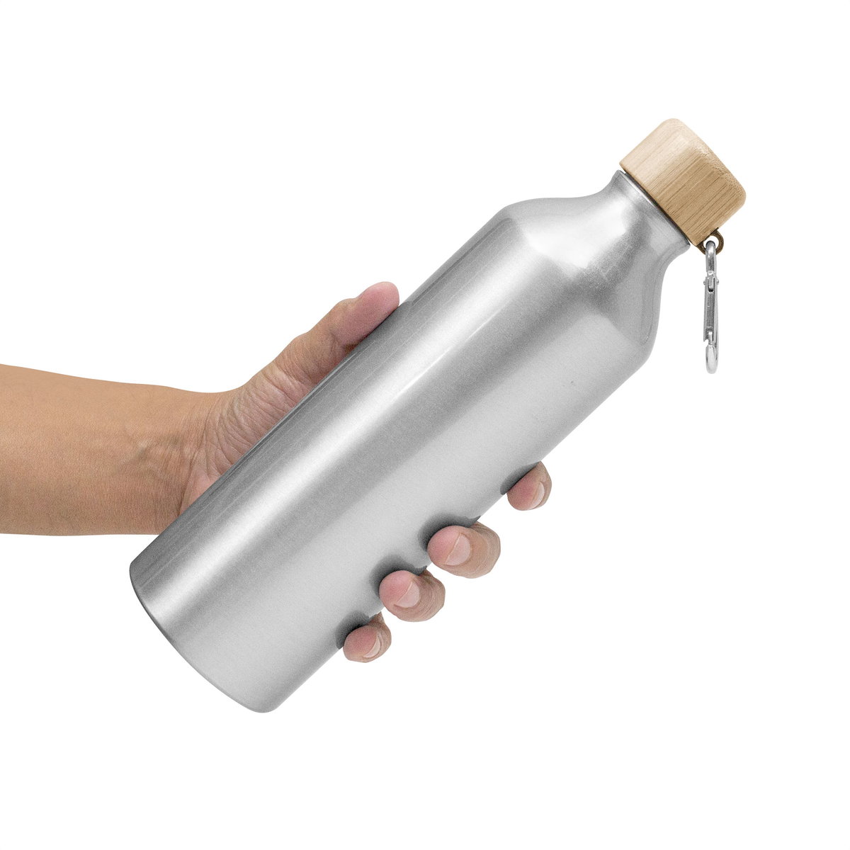 Botella Forest 750 ml aluminio y bambú personalizado con logo empresa - Botellas de Aluminio corporativo Chile