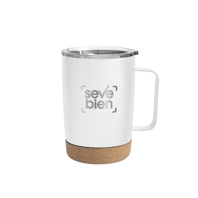 Mug Térmico Kork base de corcho, tapa deslizante