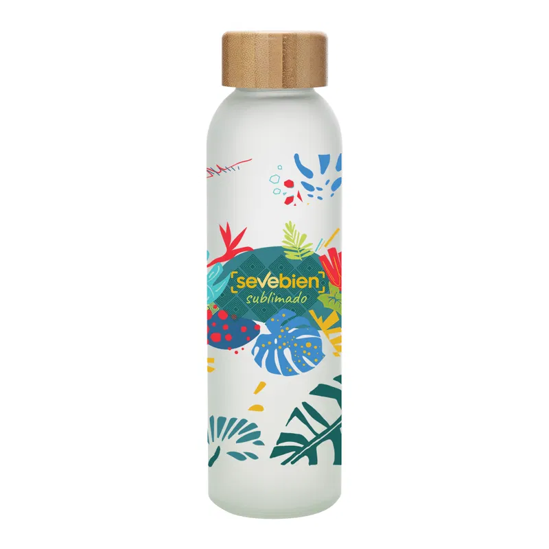 Botella Sublimable Sander 500 ml vidrio y bambú Botella Sublimable Sander 500 ml vidrio y bambú