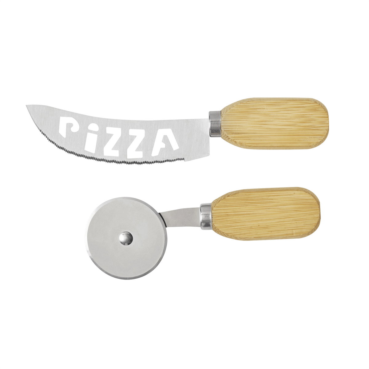 Set De Corte Napole acero inoxidable y bambú personalizado con logo empresa - Tablas de Corte corporativo Chile