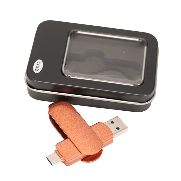 Pendrive Giro Encobrizado Otg Usb 3.0 / Type C U13 personalizado con logo empresa - Merchandising corporativo Chile