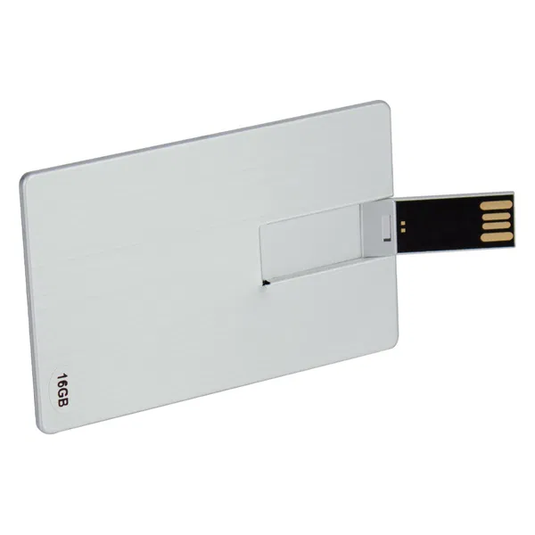 Usb Pendrive 16gb Credit Card Plateado. 16 GB inox personalizado con logo empresa - Pendrives corporativo Chile