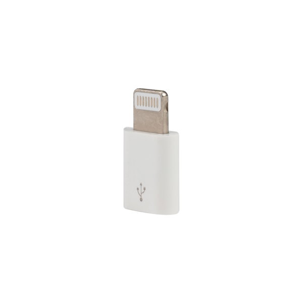 Adaptador Micro Usb / I-Phone plástico blanco personalizado con logo empresa - Merchandising corporativo Chile