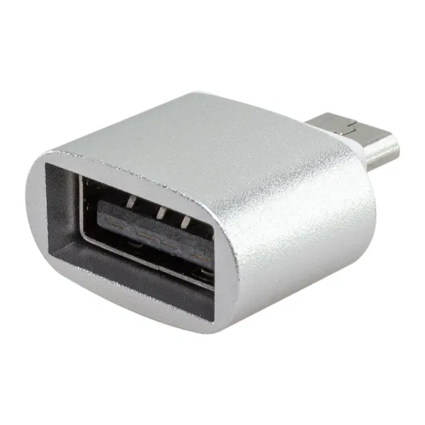 Adaptador Usb-Micro Usb aluminio plateado personalizado con logo empresa - Periféricos corporativo Chile