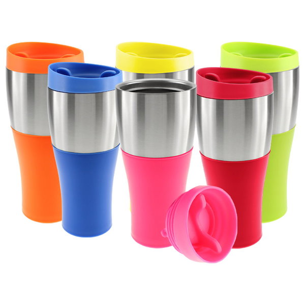Coffee Mug Pp-Fresh 500cc plástico y inox personalizado con logo empresa - Merchandising corporativo Chile